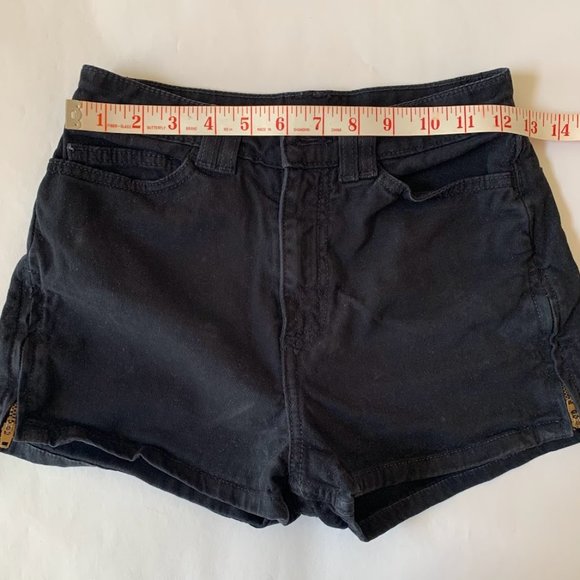 American Apparel Black Denim Side Zipper Shorts - 24/25 - Picture 8 of 9